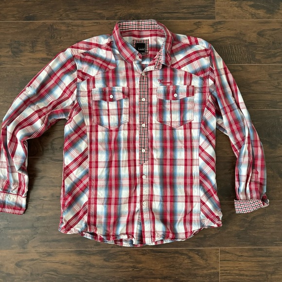 Five Diamonds Men’s Button Front Plaid Shirt - Picture 1 of 7